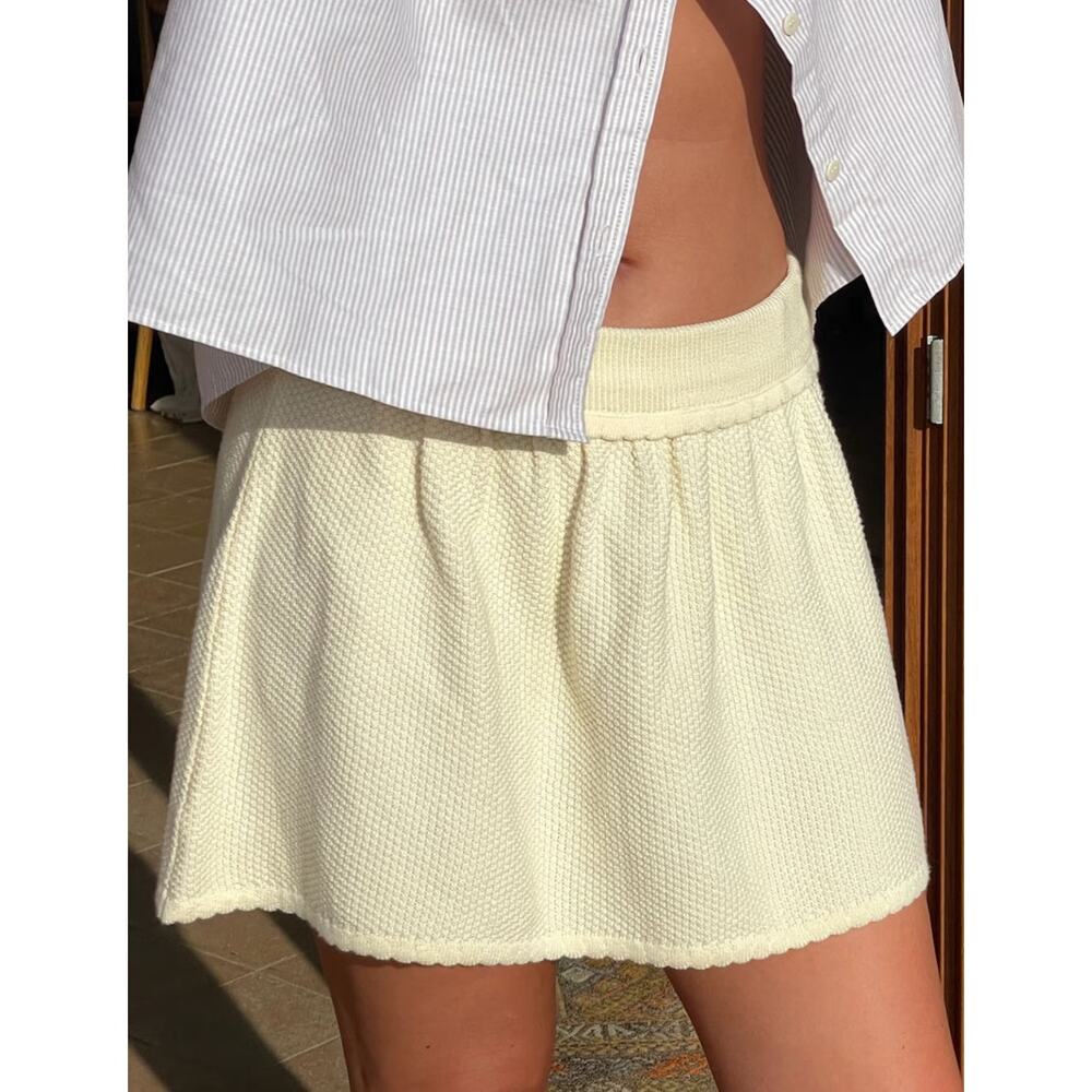 Djerf Avenue Amorini cream knit mini skirt